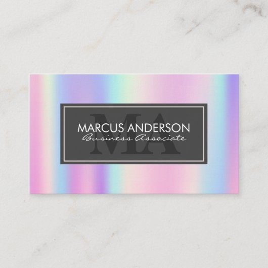 Carte De Rendez-vous Arc-en-ciel | Monogramme initial classique de deux (Devant)