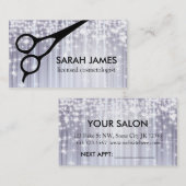 Carte De Rendez-vous argent scintillant fascinant de coiffeur de (Devant / Derrière)