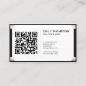 Carte De Rendez-vous Art Deco Black White QR Code Logo Professional (Dos)