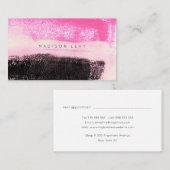 Carte De Rendez-vous Art moderne de l'encre Vibrant rose chaud noir (Devant / Derrière)