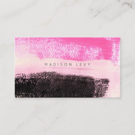 Carte De Rendez-vous Art moderne de l'encre Vibrant rose chaud noir (Devant)