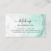 Carte De Rendez-vous Artiste de maquillage moderne en marbre vert menth (Dos)