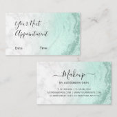 Carte De Rendez-vous Artiste de maquillage moderne en marbre vert menth (Devant / Derrière)