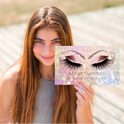 Carte De Rendez-vous Artiste maquillage Eyelash Rose Glam Parties scint