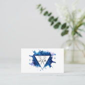 Carte De Rendez-vous Artistique | Aquarelle bleue | Ciseaux (Debout devant)