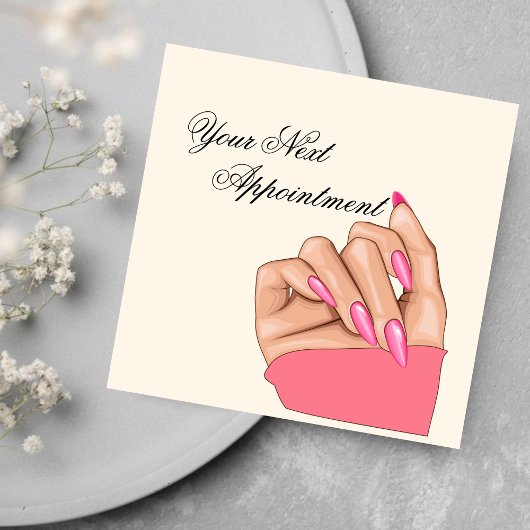 Carte de rendez-vous artistique aux ongles roses é
