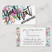 Carte De Rendez-vous Artsy Elegant rose Turquoise aquarelle (Devant / Derrière)