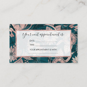 Carte De Rendez-vous Artsy Moderne Rose Or Emerald Green Flowers
