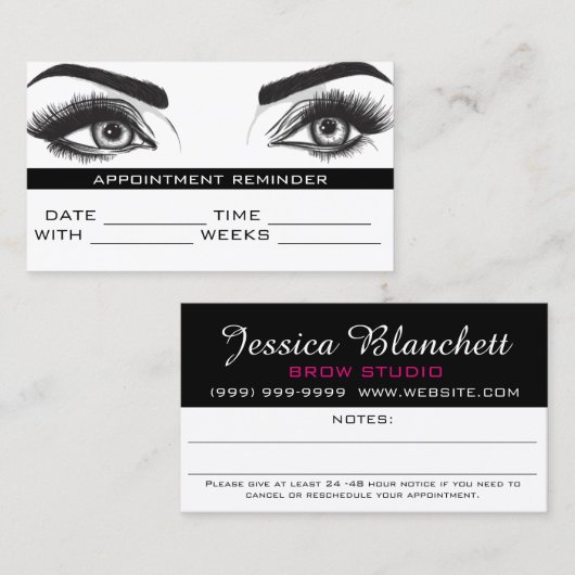 Carte de rendez-vous au salon Brows & Lashes Micro (Devant / Derrière)