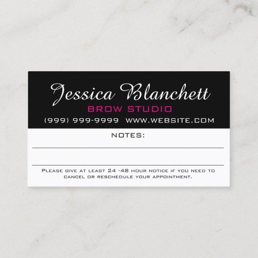 Carte de rendez-vous au salon Brows & Lashes Micro (Dos)