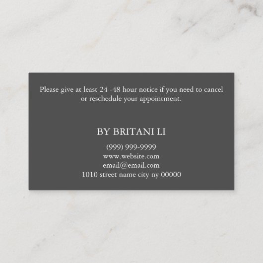 Carte de rendez-vous au salon Brows Microblading (Dos)