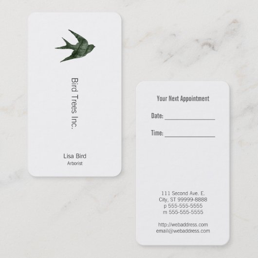 Carte De Rendez-vous Avaler (Style Letterpress) (Devant / Derrière)