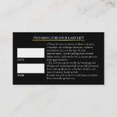 Carte de rendez-vous avant soin Luxe Cils (Dos)