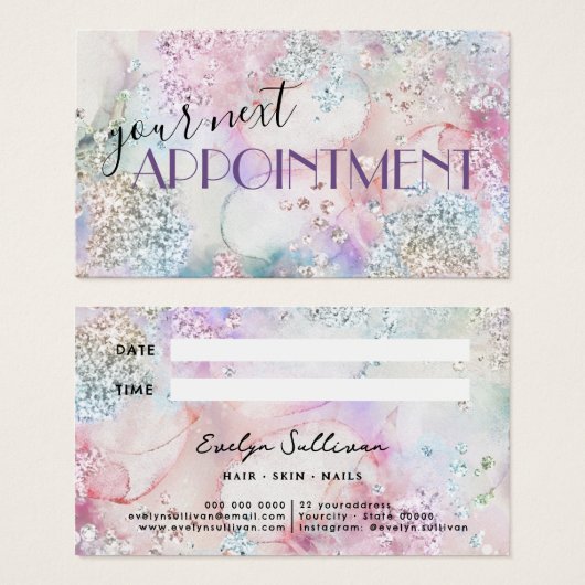 Carte de rendez-vous avec l'aquarelle de parties s (Devant & derrière)