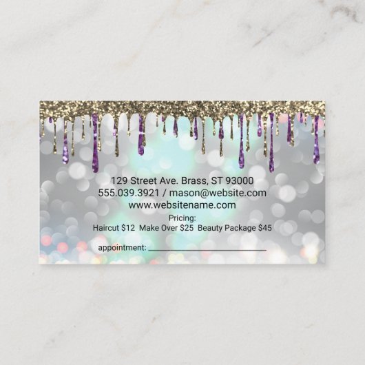 Carte De Rendez-vous Baiser et monogramme | Parties scintillant Gold Pu (Dos)