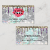 Carte De Rendez-vous Baiser et monogramme | Parties scintillant Gold Pu (Devant / Derrière)