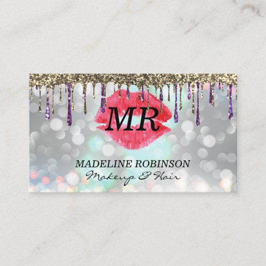 Carte De Rendez-vous Baiser et monogramme | Parties scintillant Gold Pu (Devant)