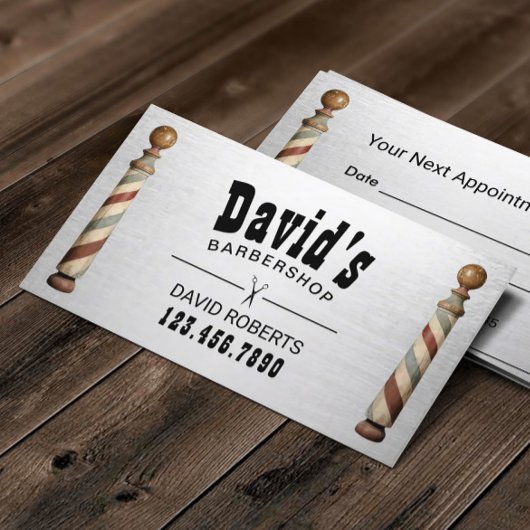 Carte De Rendez-vous Barber Shop Hair Styliste Moderne Argent Rendez-vo