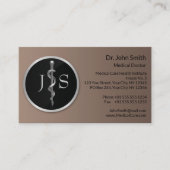 Carte De Rendez-vous Barre d'Asclepius Médicale Classy Noble Argent (Devant)