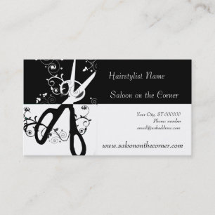 Carte De Rendez-vous Beau Salon Seamstress Ciseaux noir blanc