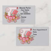 Carte De Rendez-vous Beauticier rose Pansy (Devant / Derrière)