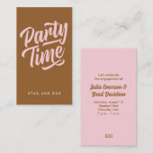 Carte De Rendez-vous Billet Heure de la fête (Devant / Derrière)