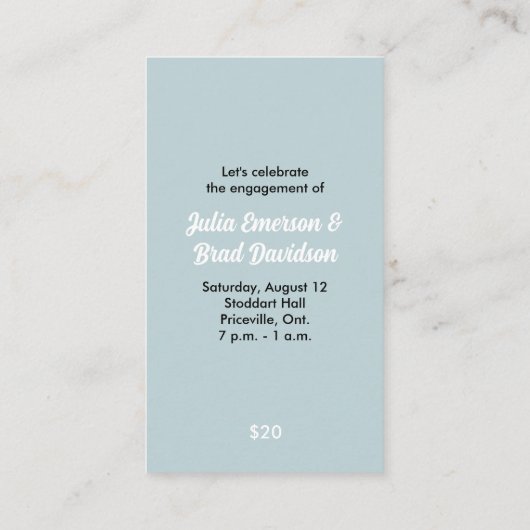 Carte De Rendez-vous Billet Heure de la fête (Dos)