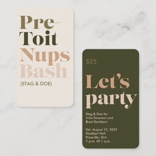 Carte De Rendez-vous Billet précure à base de bâtonnets (Devant / Derrière)