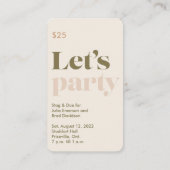 Carte De Rendez-vous Billet précure à base de bâtonnets (Dos)