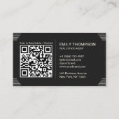 Carte De Rendez-vous Black Luxury Art Deco QR Code Minimal Design (Dos)