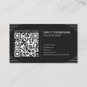 Carte De Rendez-vous Black Luxury Art Deco QR Code Minimal Design (Dos)