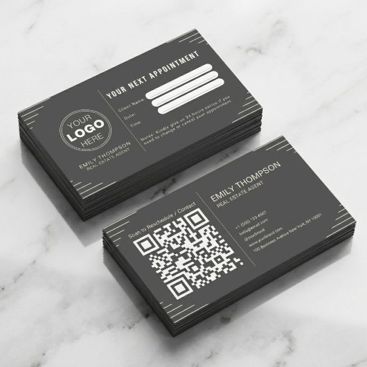 Carte De Rendez-vous Black Luxury Art Deco QR Code Minimal Design