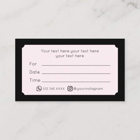 Carte de rendez-vous Black Modern (Dos)