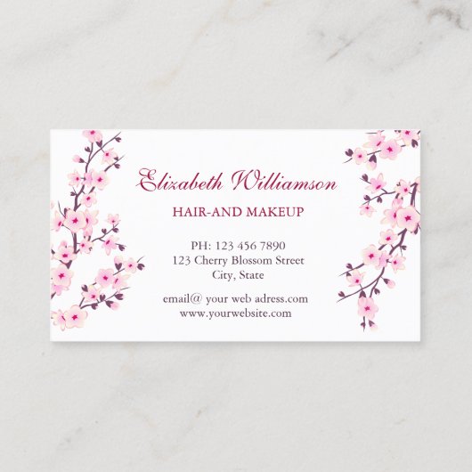 Carte de rendez-vous blanc rose cerisier (Dos)