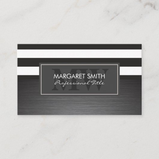 Carte De Rendez-vous Blancs noirs | Brossé métallique (Devant)