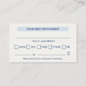 Carte de rendez-vous bleu clair moderne pour denti (Dos)