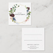 Carte De Rendez-vous Bleu marine et fleurs de Bourgogne géométriques (Devant / Derrière)