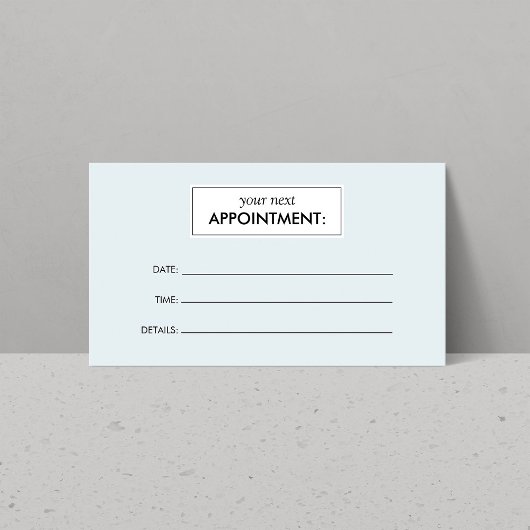 Carte de rendez-vous bleu simple