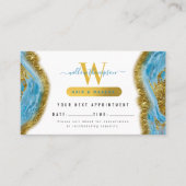 Carte de rendez-vous Blue Watercolor Marble Gold F (Devant)