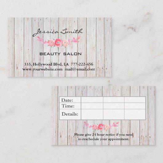 Carte De Rendez-vous Boho à l'air simple rouillé roses (Devant / Derrière)