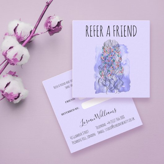 Carte De Rendez-vous Boho Chic Violet Mariée Coiffure Aquarelle Floral