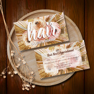 Carte De Rendez-vous Boho Pampas Grass Roses Hair Styliste Salon