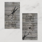 Carte De Rendez-vous Bois grunge de coiffeur de ciseaux de barnwood (Devant / Derrière)