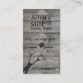 Carte De Rendez-vous Bois grunge de coiffeur de ciseaux de barnwood (Dos)