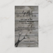 Carte De Rendez-vous Bois grunge de coiffeur de ciseaux de barnwood (Dos)