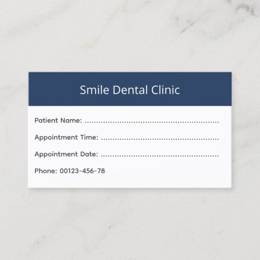 Carte De Rendez-vous Bold Header Dental Appointment Card (Devant)