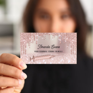 Carte De Rendez-vous Botox d'injection de Parties scintillant de rose A