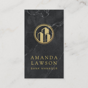 Carte De Rendez-vous Bouclier du pilier d'or   Marbre noir   Banques