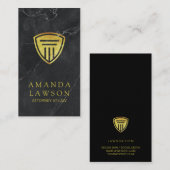 Carte De Rendez-vous Bouclier du pilier d'or | Marbre noir | Procureur (Devant / Derrière)