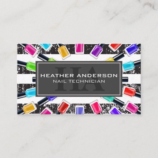 Carte De Rendez-vous Bouteilles polonaises à ongles | Monogramme et ray (Devant)